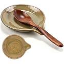 Ceramic Spoon Rest, 4.6 Inch Coffee Spoon Holder for Stove Top, Kitchen Counter, Utensils, Ladle, Coffee Spoons, Cooking spoons, Spatula, Tongs, Heat-Resistant, Feathershadow Brown