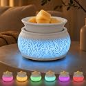 Ceramic Wax Melt Warmer 3-in-1 Electric 7 Colors LED Candle Warmer Lamp