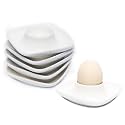 Ceramics White Egg Cups for Hard Boiled Eggs Set 6pcs