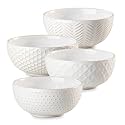 Cereal bowls 26 oz, 6 Inch Ceramic Soup Bowl for Kitchen, Embossed Stoneware Salad Bowl Set of 4, Lead-free, Dishwasher & Microwave Oven Safe