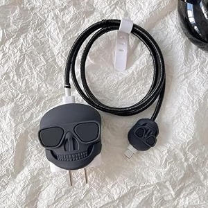 cerlink cable protector with 3d cute pattern for iphone charger only 18w amp 20w data charging cable wire saver protective cable cover full protection cable sleeve skull