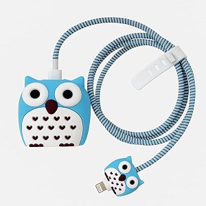 cerlink cable protector with 3d cute pattern for iphone charger only 18w amp 20w data charging cable wire saver protective cable cover full protection cable sleeve blueowl