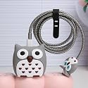 CERLINK Cable Protector with 3D Cute Pattern for iPhone Charger only 18W & 20W, Data Charging Cable Wire Saver Protective Cable Cover Full Protection Cable Sleeve (GreyOwl)