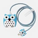 CERLINK Cable Protector with 3D Cute Pattern for iPhone Charger only 18W &amp; 20W, Data Charging Cable Wire Saver Protective Cable Cover Full Protection Cable Sleeve (BlueOwl)