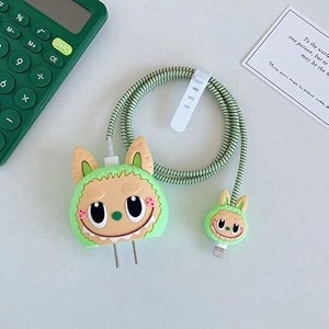 cerlink charger protector case for iphone 18w20w adaptor new edition 3d cover fully protection with cable protector 4 in 1 set green