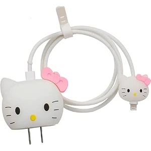 cerlink charger protector for iphone apple chargers 18w amp 20w 3d cute pattern cartoon cable sleeve data saver protective case cover silicone full protection cute cat