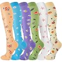 cerpite Compression Socks for Women &amp; Men 6 Pairs Knee High Compression Socks 20-30 mmhg Best for Running,Nurse,Travel