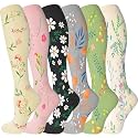 cerpite Compression Socks for Women &amp; Men 6 Pairs Knee High Compression Socks 20-30 mmhg Best for Running,Nurse,Travel