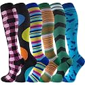 cerpite Compression Socks for Women &amp; Men 6 Pairs Knee High Compression Socks 20-30 mmhg Best for Running,Nurse,Travel