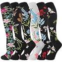 cerpite Compression Socks for Women &amp; Men 6 Pairs Knee High Compression Socks 20-30 mmhg Best for Running,Nurse,Travel