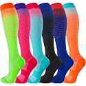 cerpite Compression Socks for Women &amp; Men 6 Pairs Knee High Compression Socks 20-30 mmhg Best for Running,Nurse,Travel