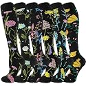 cerpite Compression Socks for Women &amp; Men 6 Pairs Knee High Compression Socks 20-30 mmhg Best for Running,Nurse,Travel