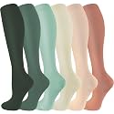 cerpite Compression Socks for Women &amp; Men 6 Pairs Knee High Compression Socks 20-30 mmhg Best for Running,Nurse,Travel