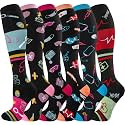 cerpite Compression Socks for Women & Men 6 Pairs Knee High Compression Socks 20-30 mmhg Best for Running,Nurse,Travel