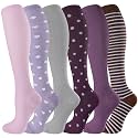 cerpite Compression Socks for Women &amp; Men 6 Pairs Knee High Compression Socks 20-30 mmhg Best for Running,Nurse,Travel