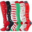 cerpite Compression Socks for Women &amp; Men 6 Pairs Knee High Compression Socks 20-30 mmhg Best for Running,Nurse,Travel