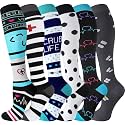 cerpite Compression Socks for Women &amp; Men 6 Pairs Knee High Compression Socks 20-30 mmhg Best for Running,Nurse,Travel