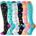cerpite Compression Socks for Women &amp; Men 6 Pairs Knee High Compression Socks 20-30 mmhg Best for Running,Nurse,Travel