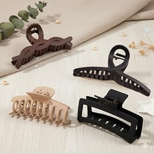 cerrito hair claw clips for women girls  4 pcs large strong hold clamps for thick thin hair matte nonslip neutral claw styling hair clutcher hair accessories ponytail holder multicolor