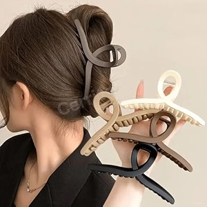 cerrito hair claw clips for women girls 3 pcs large strong hold clamps for thick thin hair matte nonslip jaw clips neutral butterfly claw styling hair accessories ponytail holder multicolor