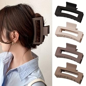 cerrito hair claw clips for women girls  3 pcs large strong hold clamps for thick thin hair matte nonslip jaw clips neutral butterfly claw styling hair accessories ponytail holder multicolor