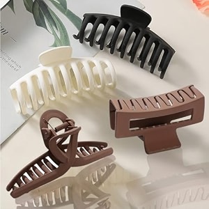 cerrito hair claw clips for women girls  4 pcs large strong hold clamps for thick thin hair matte nonslip jaw clips neutral butterfly claw styling hair accessories ponytail holder multicolor