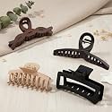 Cerrito Hair Claw Clips for Women Girls – 4 Pcs Large Strong Hold Clamps for Thick Thin Hair, Matte Nonslip, Neutral Claw, Styling Hair Clutcher, Hair Accessories, Ponytail Holder, Multicolor