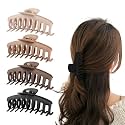 Cerrito Hair Claw Clips for Women Girls –3 Pcs Large Strong Hold Clamps for Thick Thin Hair, Matte Nonslip Jaw Clips, Neutral Butterfly Claw, Styling, Hair Accessories, Ponytail Holder, Multicolor