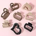 Cerrito Medium Hair Claw Clips for Women 3 Heart &amp; 3 Rectangle, Matte Strong Hold Grip for Thick, Thin Hair, Neutral Aesthetic Accessories for Casual, Office, and Office-Friendly Styling, Multicolor