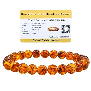 certified amber bracelet for women men with healing crystal