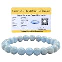 Certified Angelite Bracelet for Women Men with Healing Crystal and Reiki Stone - Beautiful Gemstone Beaded Bracelet for Balance, Harmony &amp; Positive Energy