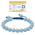 Certified Angelite Bracelet for Women Men with Healing Crystal and Reiki Stone - Beautiful Gemstone Adjustable Beaded Bracelet for Balance, Harmony &amp; Positive Energy