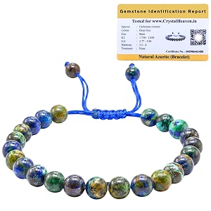 certified azurite bracelet for women men with healing crystal and reiki stone - beautiful gemstone adjustable beaded bracelet for balance harmony amp positive energy