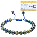 Certified Azurite Bracelet for Women Men with Healing Crystal and Reiki Stone - Beautiful Gemstone Adjustable Beaded Bracelet for Balance, Harmony &amp; Positive Energy