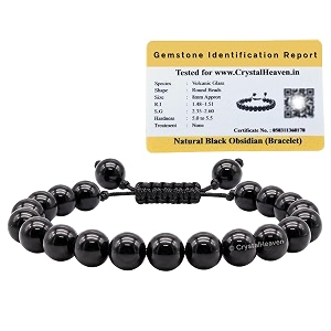 certified black obsidian bracelet for women men with healing crystal