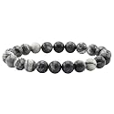 Certified Black Picasso Jasper Bracelet for Women Men with Healing Crystal
