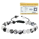 Certified Black Rutilated Quartz Bracelet for Women Men with Healing Crystal and Reiki Stone - Beautiful Gemstone Adjustable Beaded Bracelet for Balance, Harmony &amp; Positive Energy
