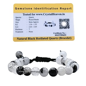 certified black rutilated quartz healing crystal bracelet for women men