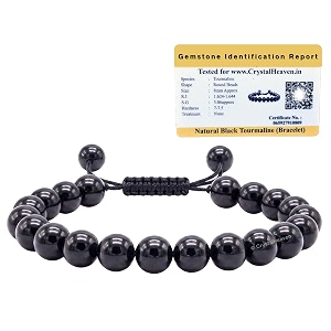 certified black tourmaline bracelet for women men with healing crystal