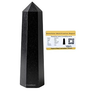 Certified Black Tourmaline Crystal Tower Obelisk Point