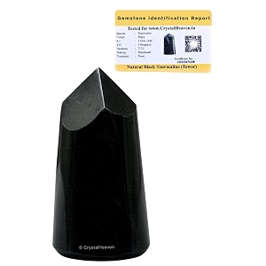 Certified Black Tourmaline Crystal Tower Obelisk Point