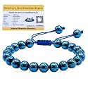 Certified Blue Hematite Bracelet for Women Men with Healing Crystal and Reiki Stone - Beautiful Gemstone Adjustable Beaded Bracelet for Balance, Harmony &amp; Positive Energy