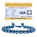 Certified Blue Peacock Hematite Bracelet for Women Men with Healing Crystal