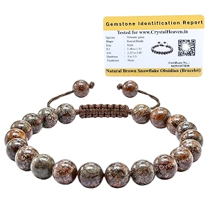 certified brown snowflake obsidian bracelet for women men with healing crystal and reiki stone - beautiful gemstone adjustable beaded bracelet for balance harmony amp positive energy