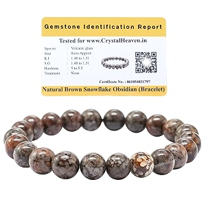 certified brown snowflake obsidian bracelet for women men with healing crystal and reiki stone - beautiful gemstone beaded bracelet for balance harmony amp positive energy