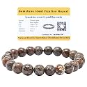 Certified Brown Snowflake Obsidian Bracelet for Women Men with Healing Crystal and Reiki Stone - Beautiful Gemstone Beaded Bracelet for Balance, Harmony &amp; Positive Energy