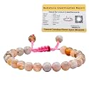 Certified Canadian Flower Agate Bracelet for Women Men with Healing Crystal and Reiki Stone - Beautiful Gemstone Adjustable Beaded Bracelet for Balance, Harmony &amp; Positive Energy