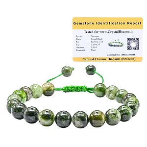 certified chrome diopside bracelet for women men with healing crystal and reiki stone - beautiful gemstone adjustable beaded bracelet for balance harmony amp positive energy