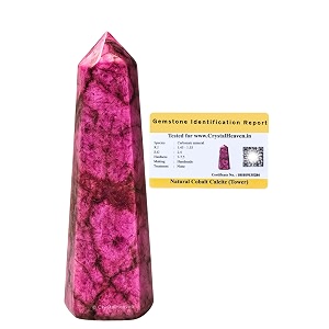 Certified Cobalt Calcite Crystal Tower Obelisk Point