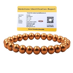 certified copper hematite bracelet for women men with healing crystal and reiki stone - beautiful gemstone adjustable beaded bracelet for balance harmony amp positive energy